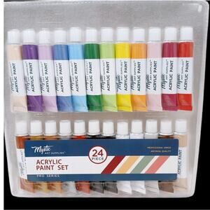 Professional Grade Acrylic Paint Set 24 Tubes Archival Quality Artist Studio Pro